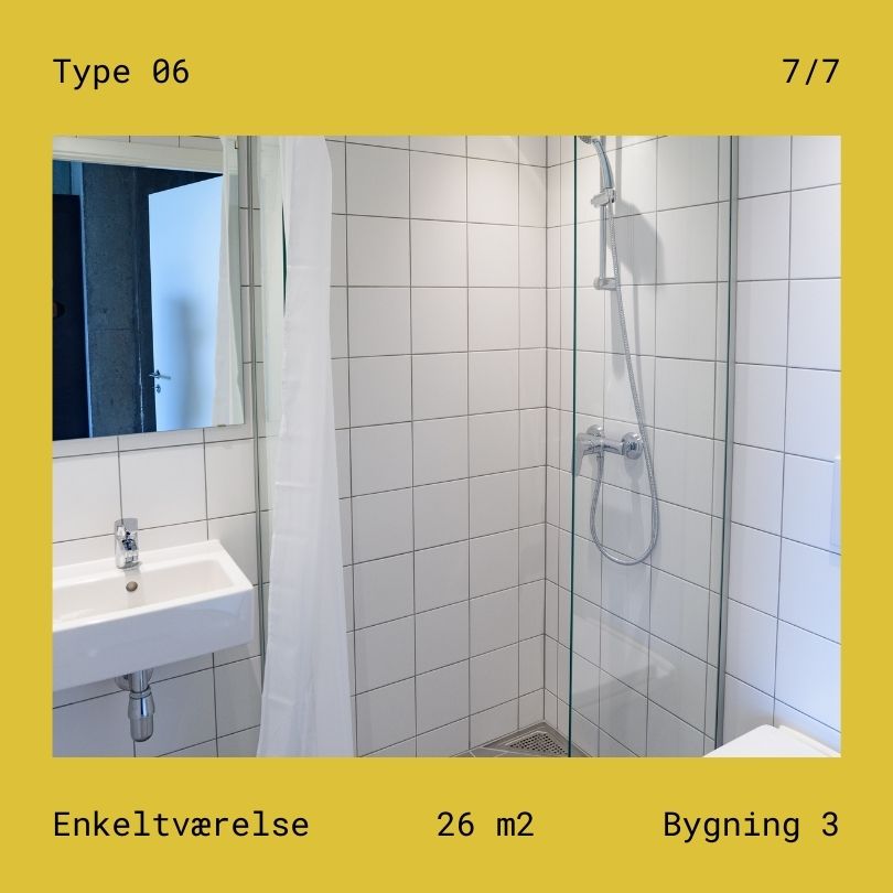 Studiebolig og kollegie nær København - Enkeltværelse badeværelse