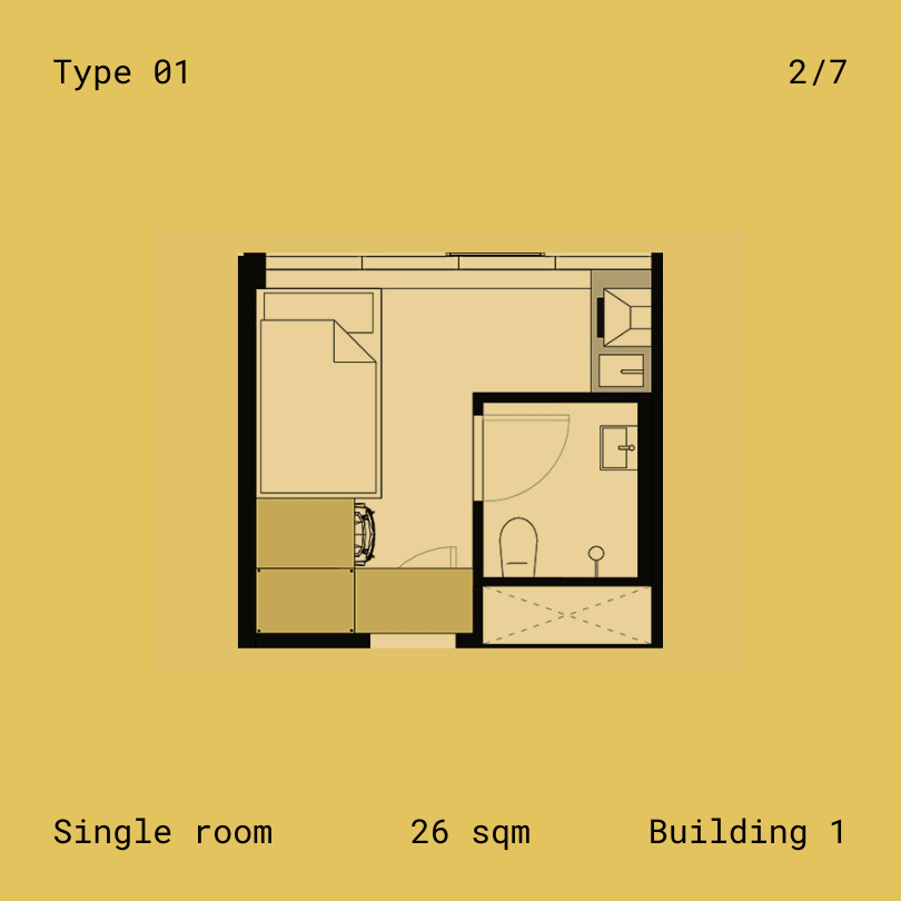 Student Housing single room floor plan